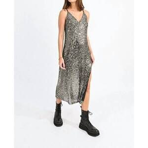 NEW MOLLY BRACKEN sequin dress with thin straps in black
